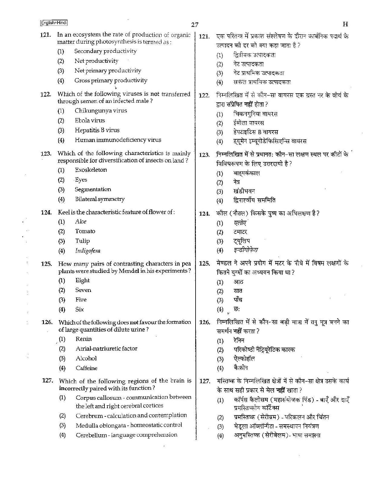 NEET Code H 2015 Question Paper - Page 27