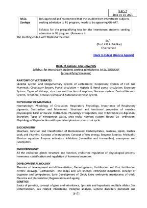 GU ART CDT Zoology Syllabus