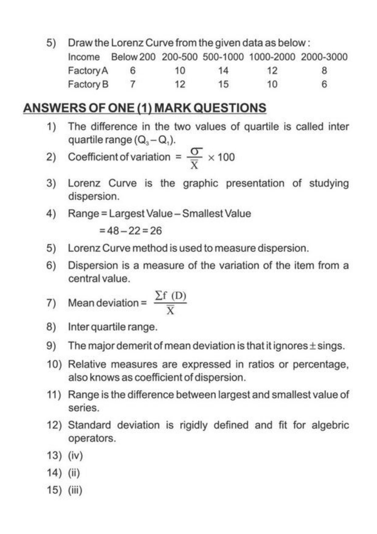 Class 11 Notes, Question & Practice Paper - Economics (Topic 3(B) : Measures of Dispersion) - Page 11