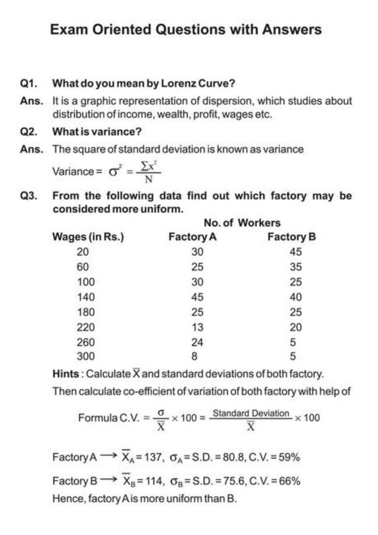 Class 11 Notes, Question & Practice Paper - Economics (Topic 3(B) : Measures of Dispersion) - Page 12