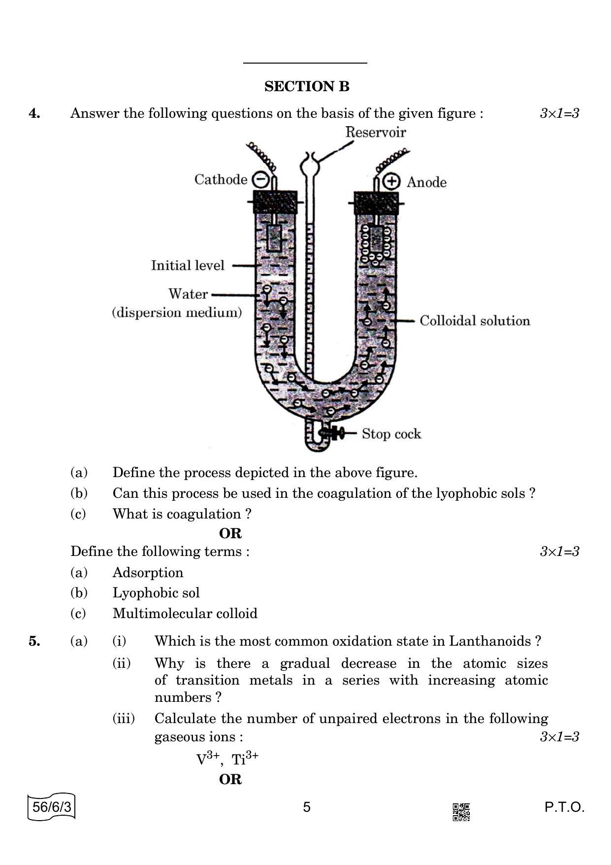 CBSE Class 12 56-6-3 CHEMISTRY 2022 Compartment Question Paper - Page 5