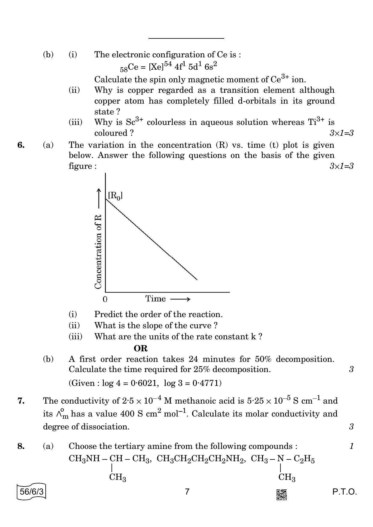 CBSE Class 12 56-6-3 CHEMISTRY 2022 Compartment Question Paper - Page 7