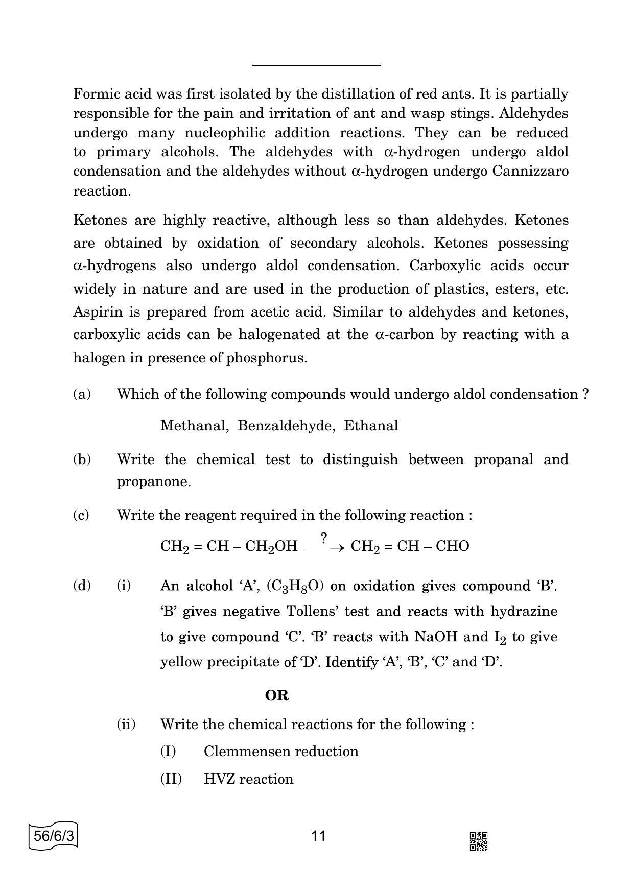 CBSE Class 12 56-6-3 CHEMISTRY 2022 Compartment Question Paper - Page 11