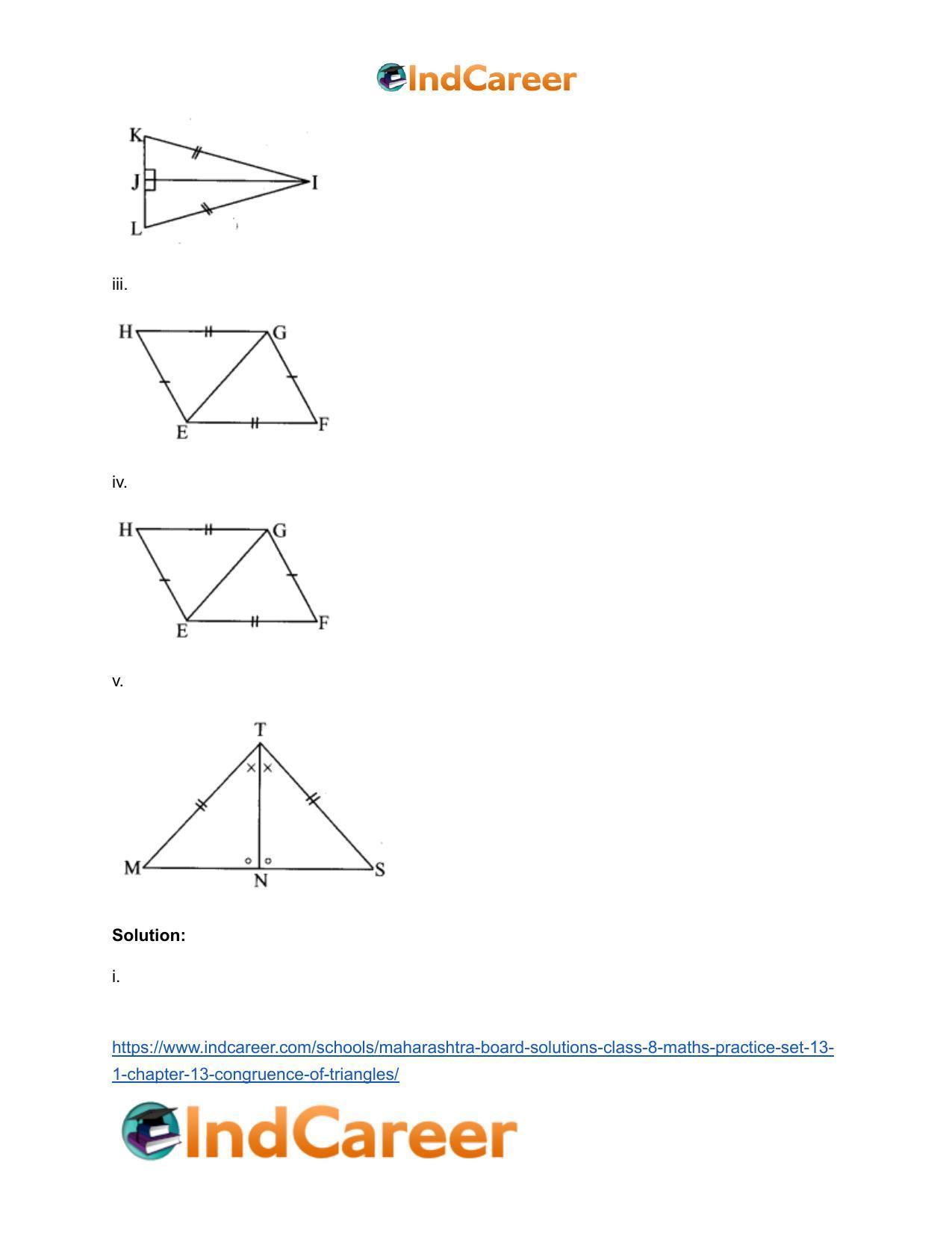 Maharashtra Board Solutions Class 8-Maths (Practice Set 13.1): Chapter 13- Congruence of Triangles - Page 3