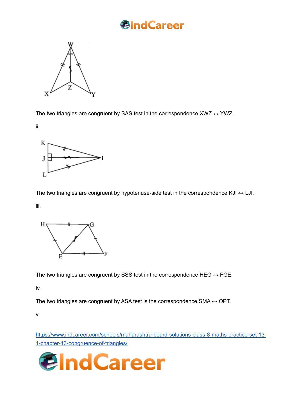 Maharashtra Board Solutions Class 8-Maths (Practice Set 13.1): Chapter 13- Congruence of Triangles - Page 4
