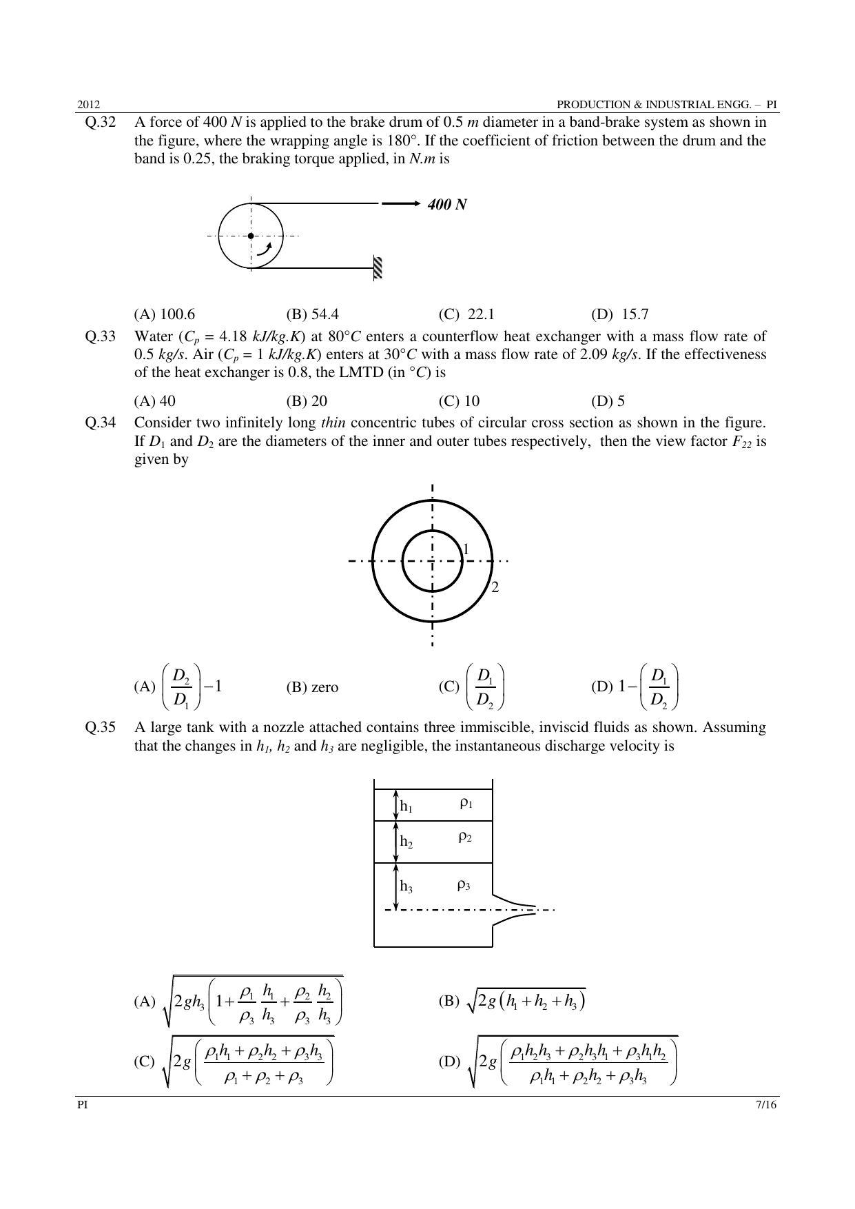 GATE 2012 Production and Industrial Engineering (PI) Question Paper with Answer Key - Page 7