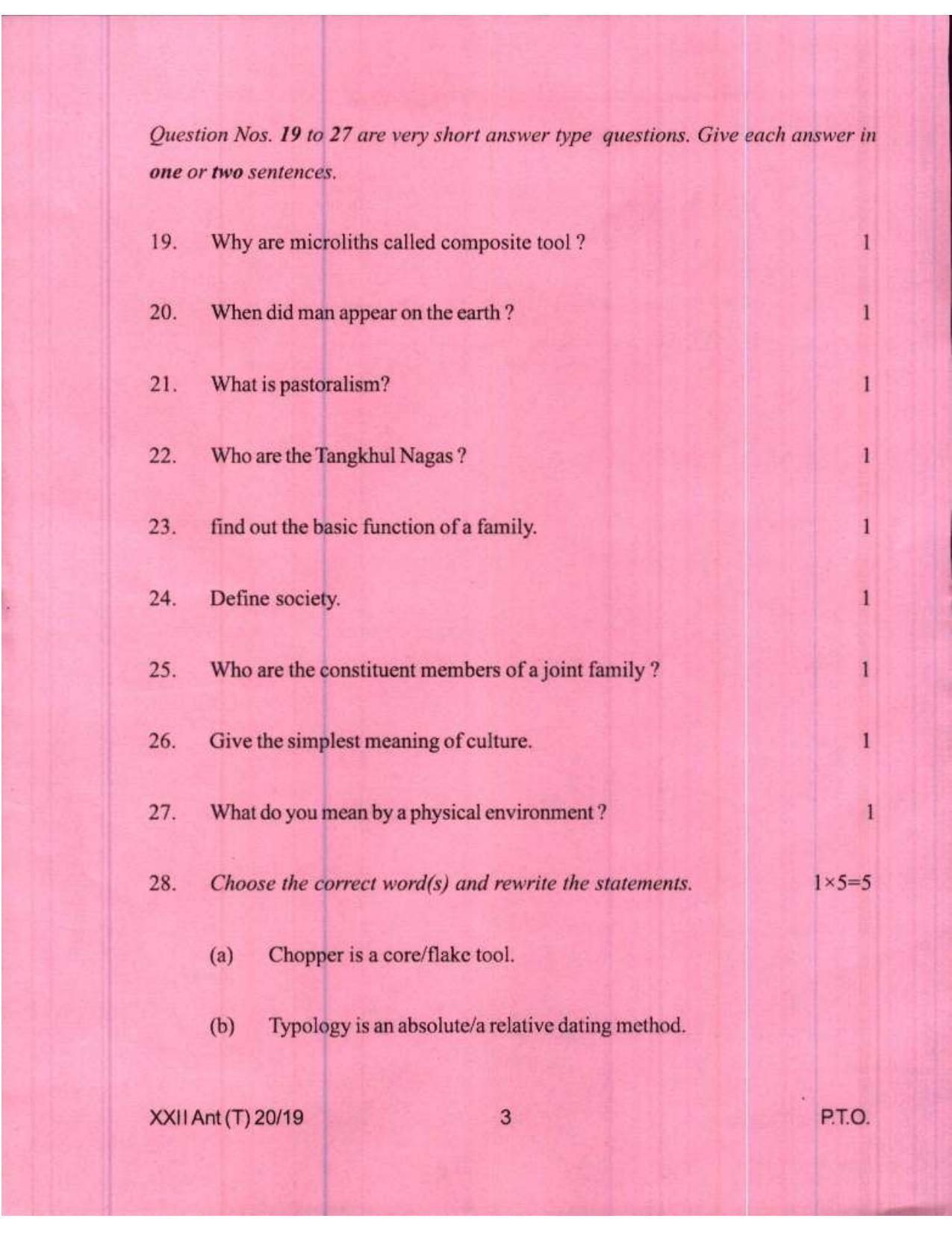COHSEM Class 12 Anthropology 2019 Question Papers - Page 3