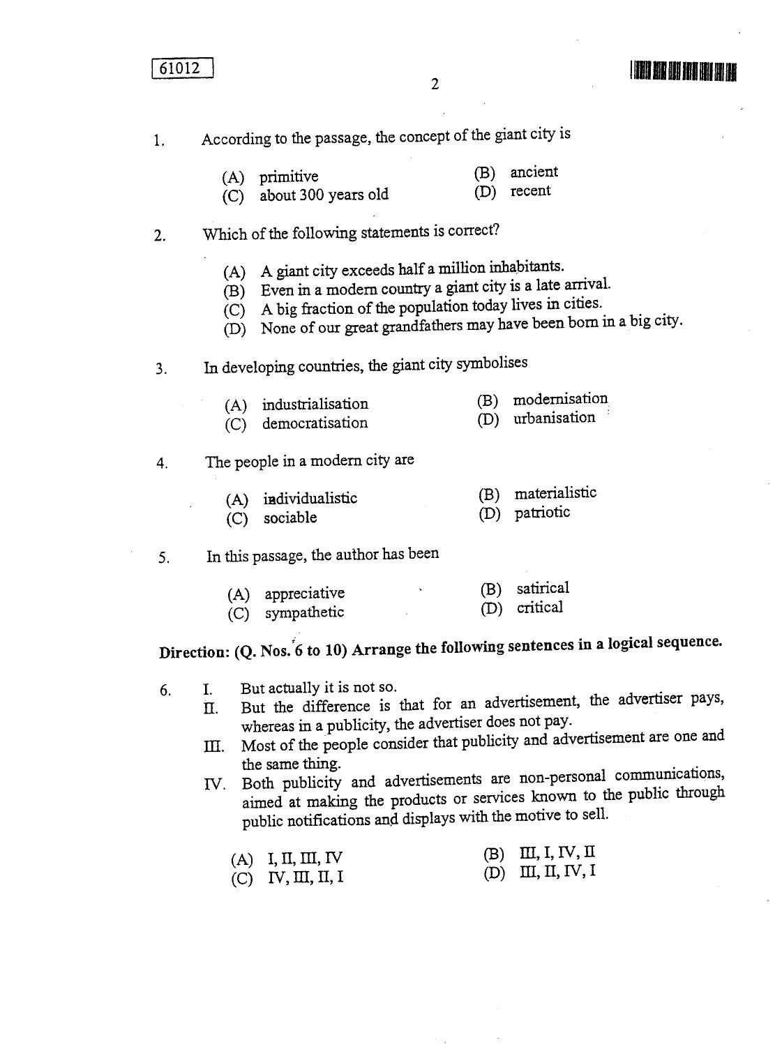 CUSAT CAT 2012 LLM Question Paper - Page 2