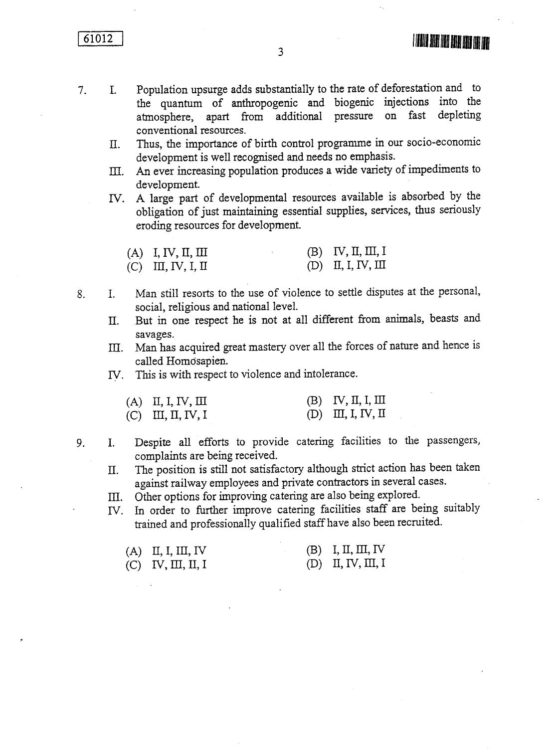 CUSAT CAT 2012 LLM Question Paper - Page 3
