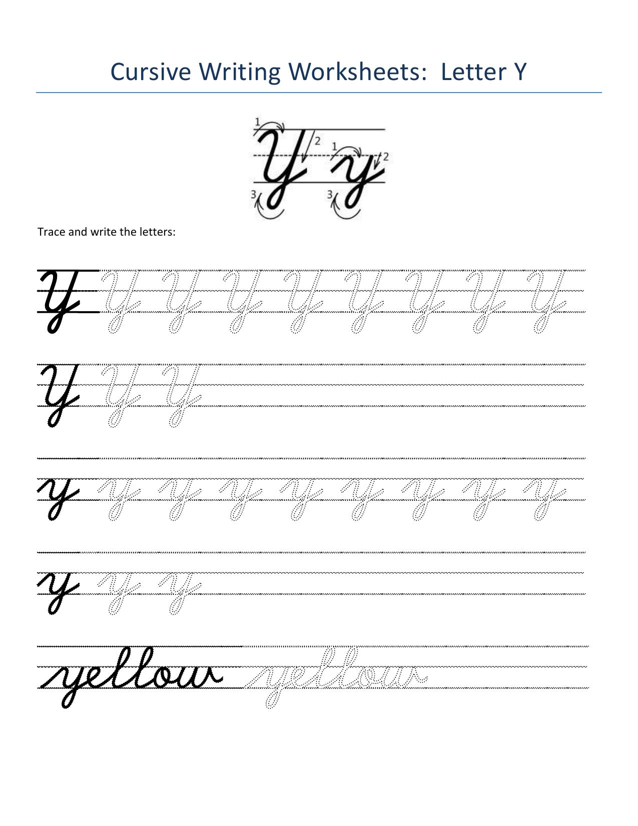 Cursive Alphabet Worksheets - Page 25