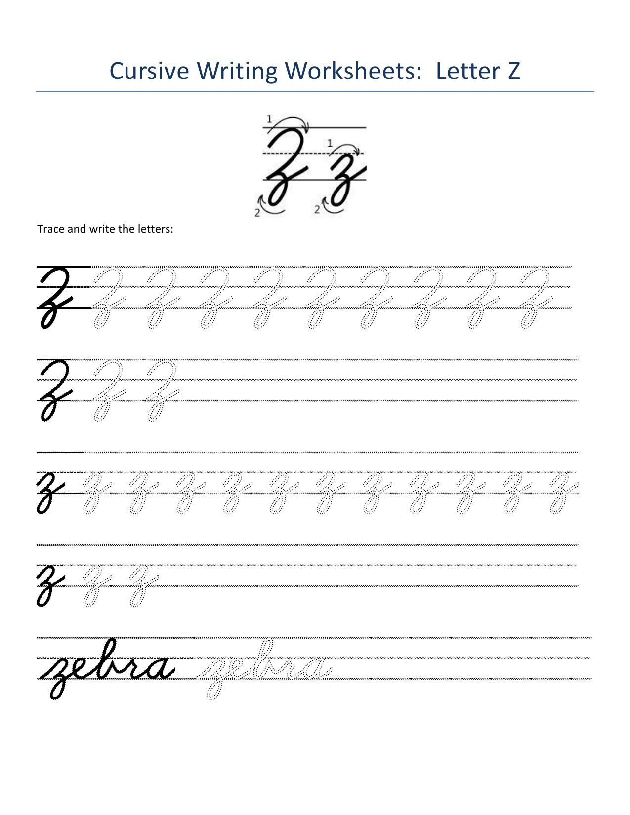 Cursive Alphabet Worksheets - Page 26