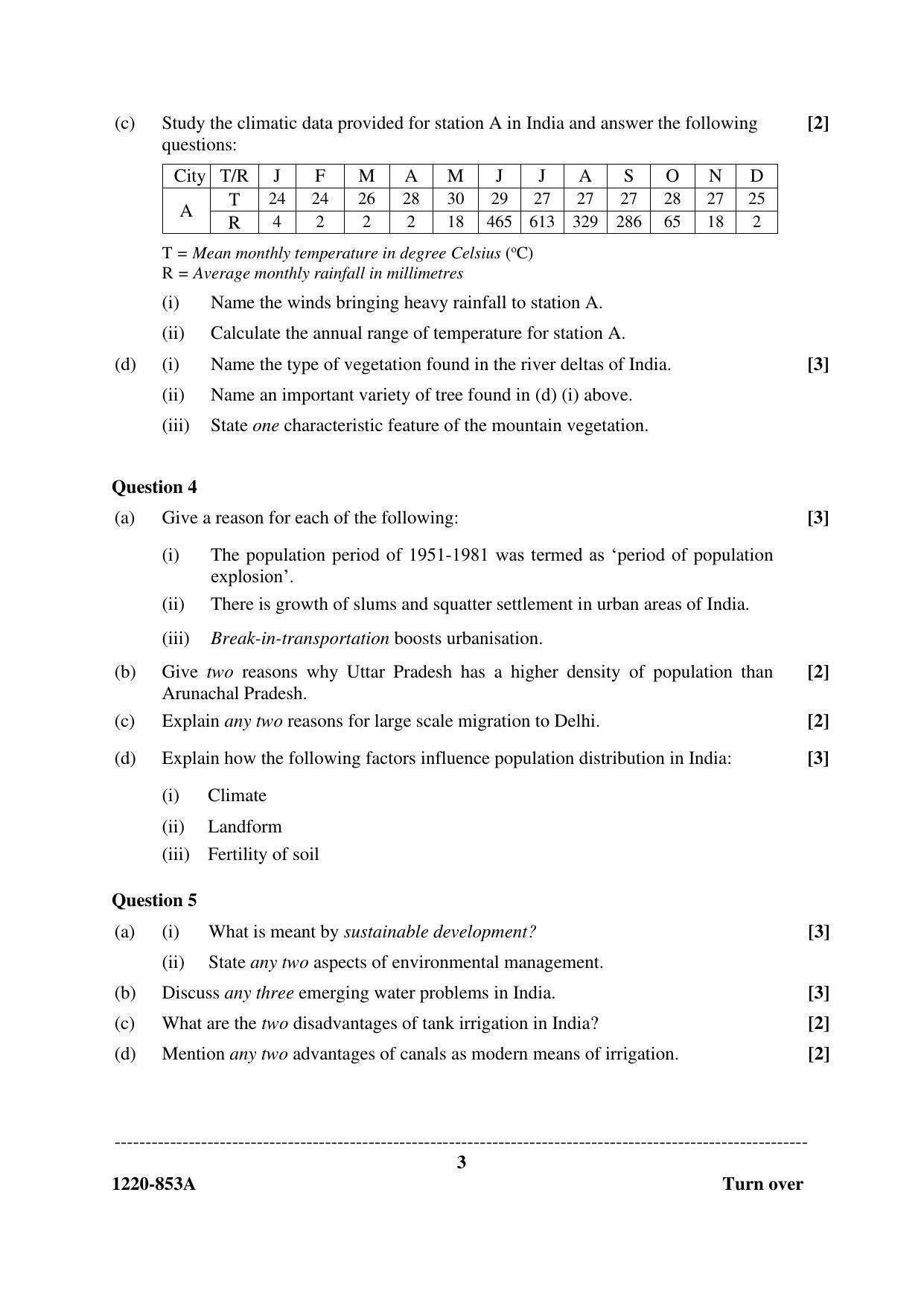 ISC Class 12 2020 Geography Question Paper - Page 3