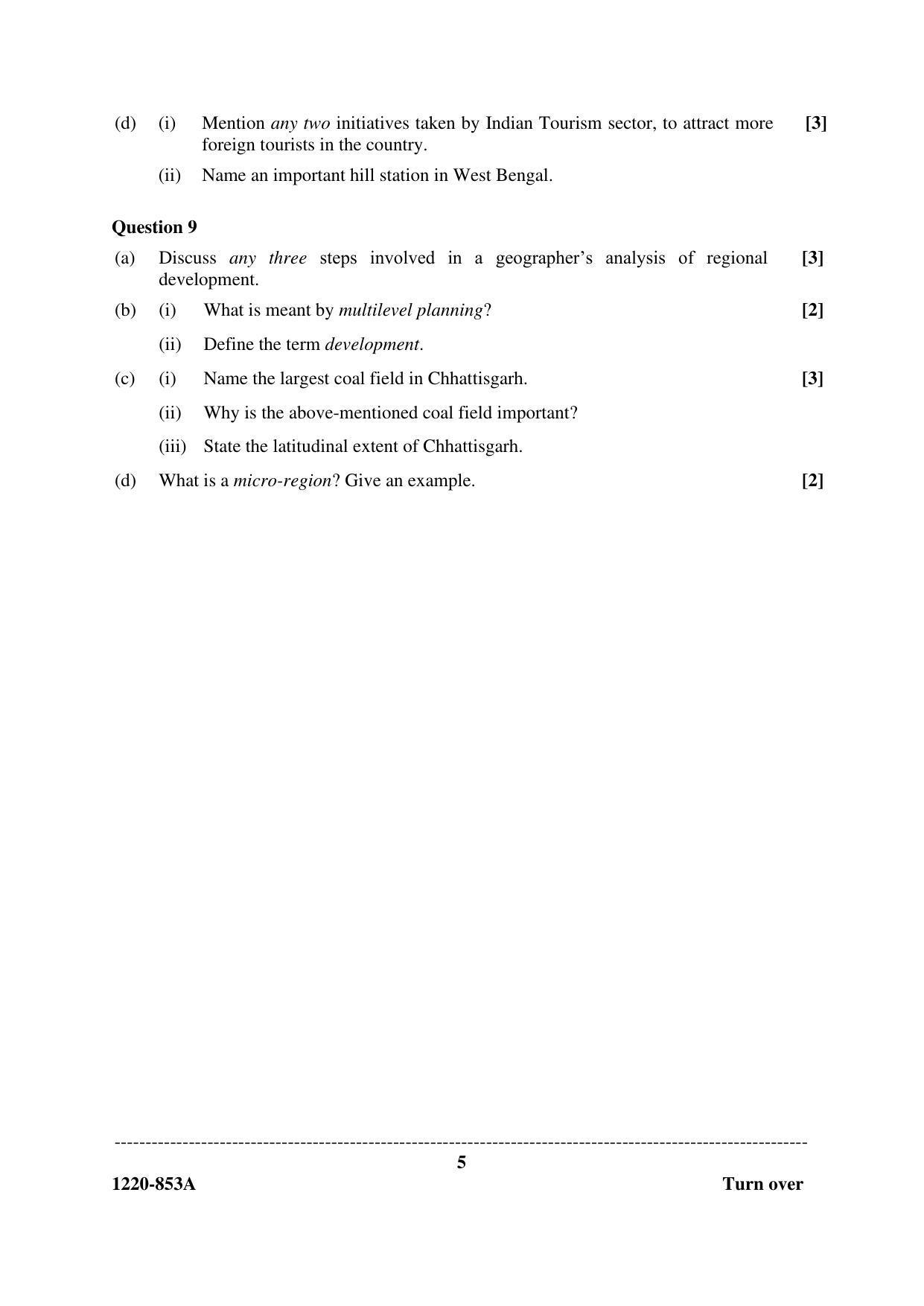 ISC Class 12 2020 Geography Question Paper - Page 5