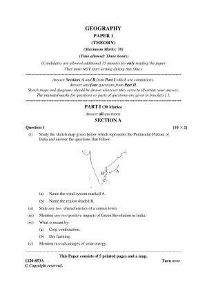 ISC Class 12 2020 Geography Question Paper