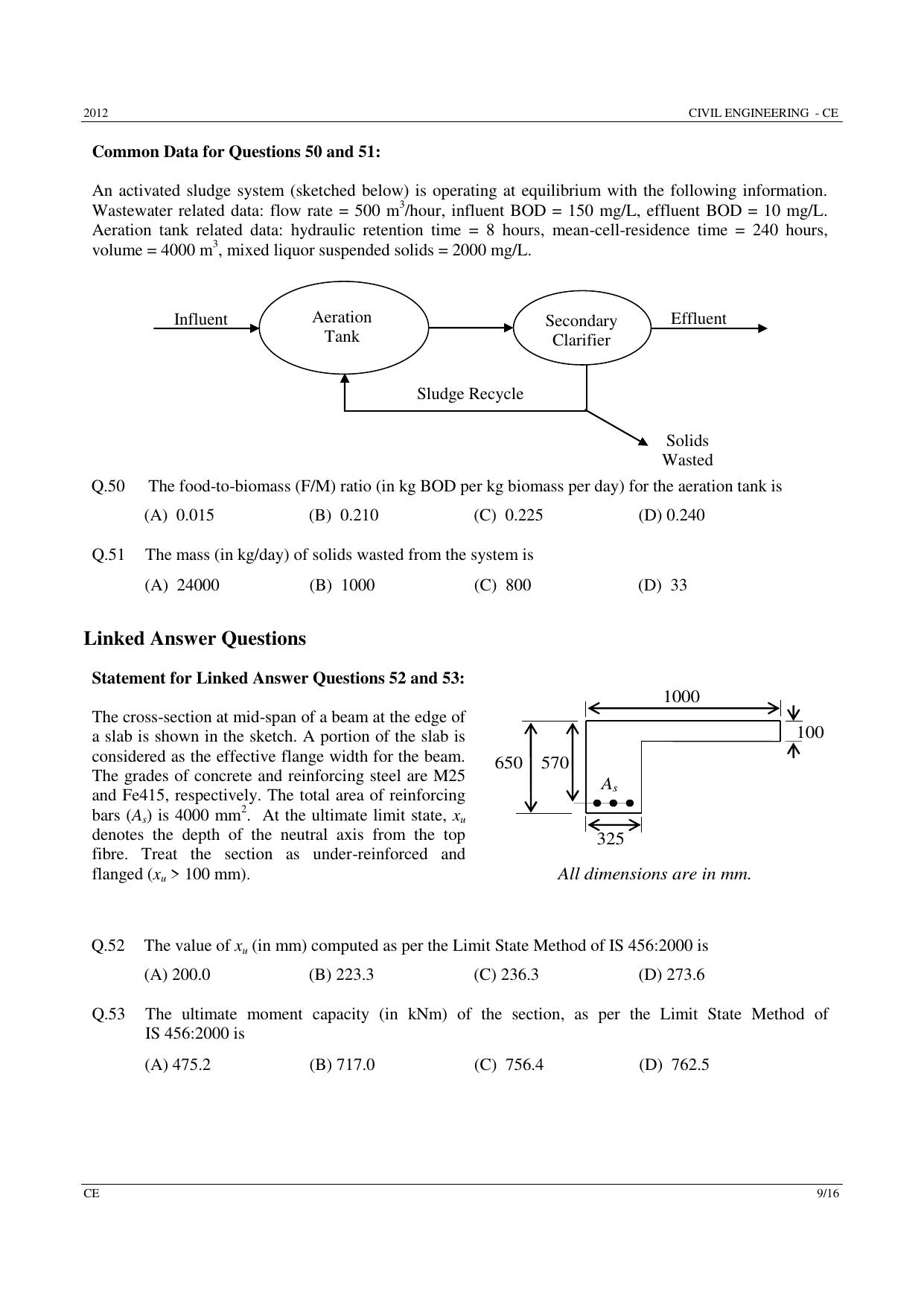 GATE 2012 Civil Engineering (CE) Question Paper with Answer Key - Page 9