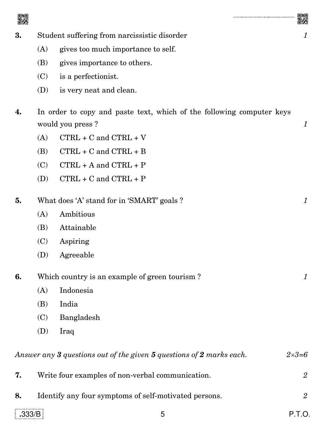 CBSE Class 12 Food Production 2020 Compartment Question Paper - Page 5