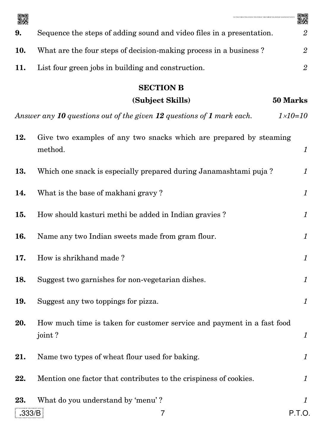 CBSE Class 12 Food Production 2020 Compartment Question Paper - Page 7