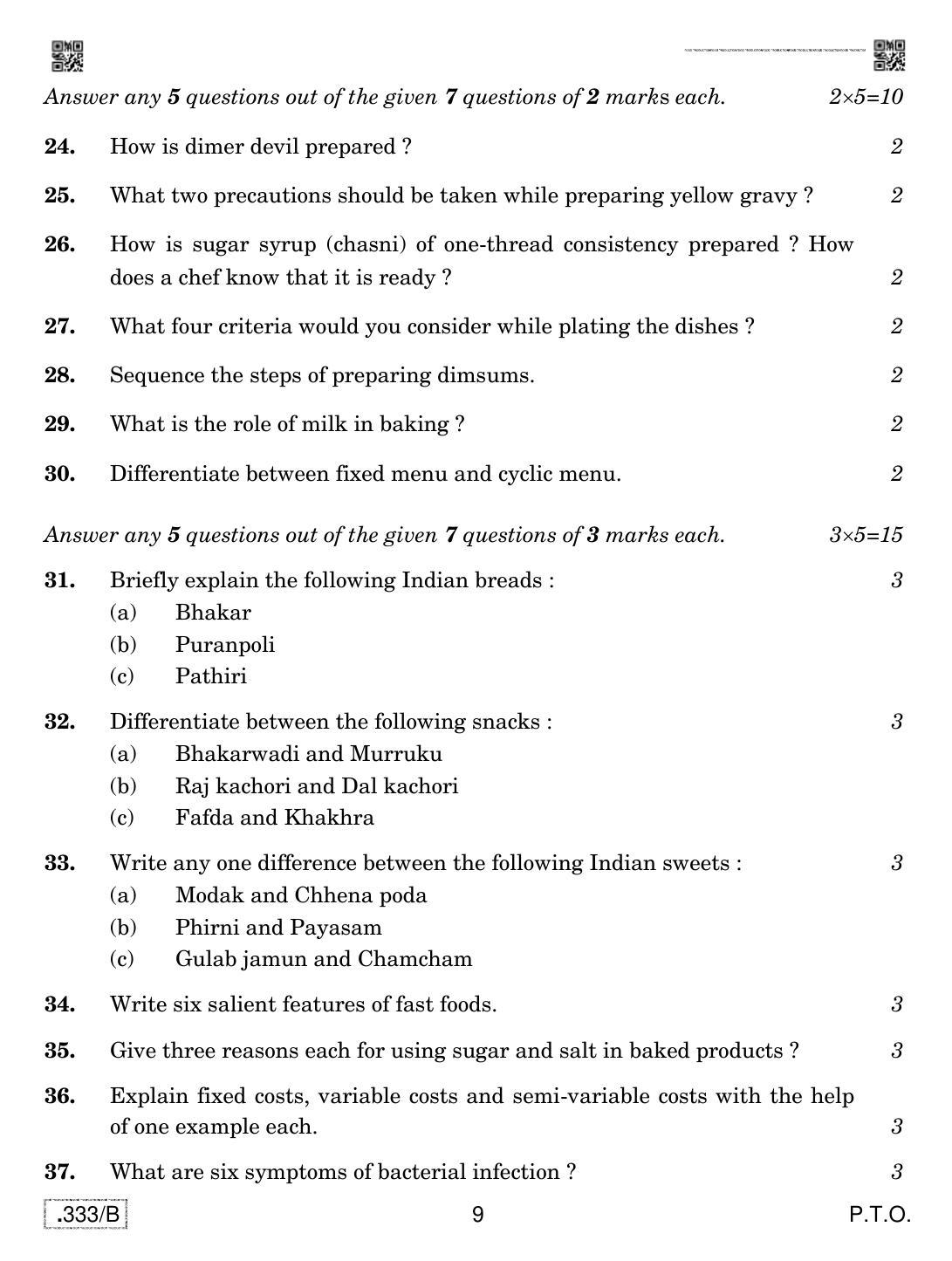 CBSE Class 12 Food Production 2020 Compartment Question Paper - Page 9