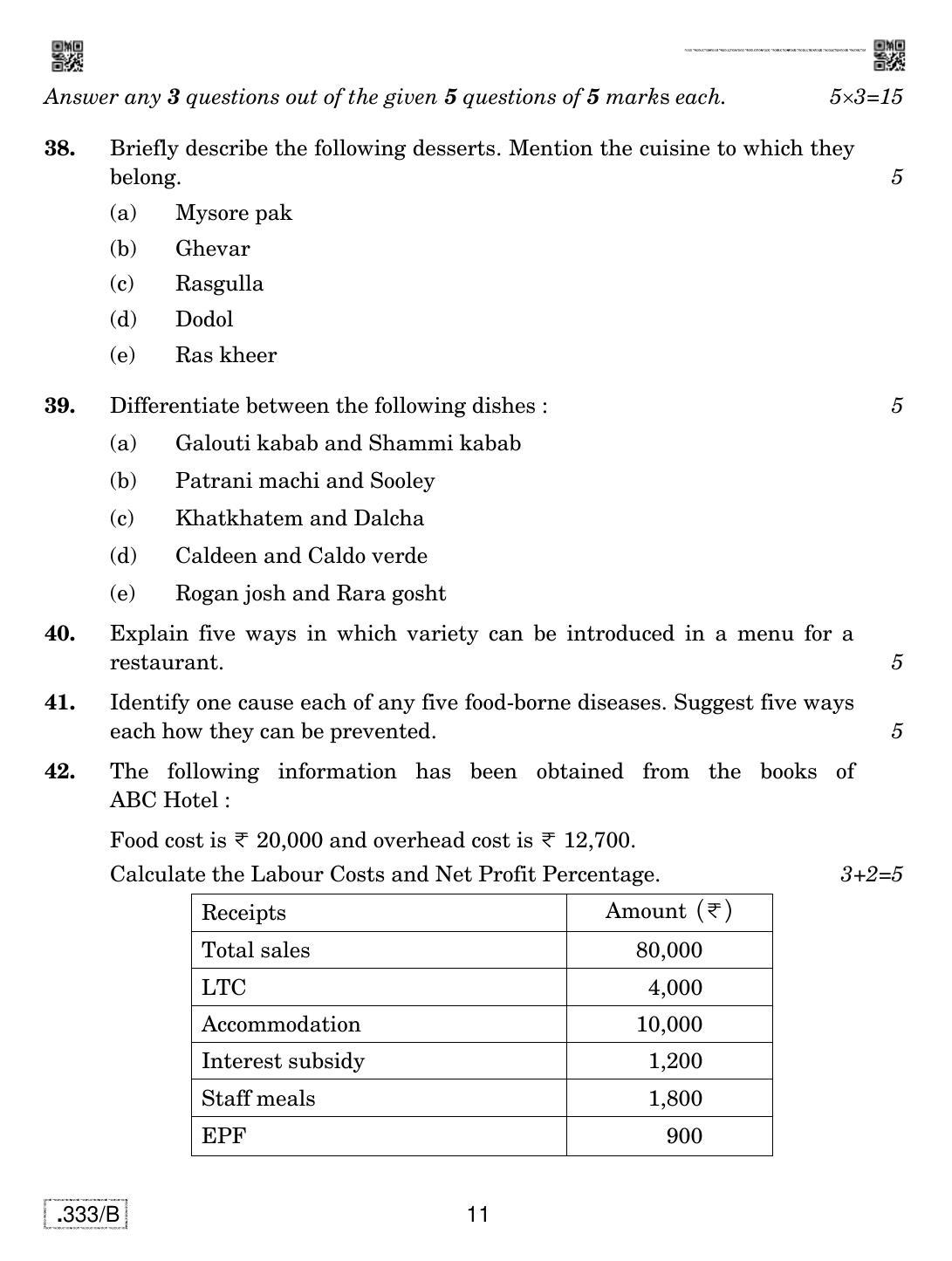 CBSE Class 12 Food Production 2020 Compartment Question Paper - Page 11