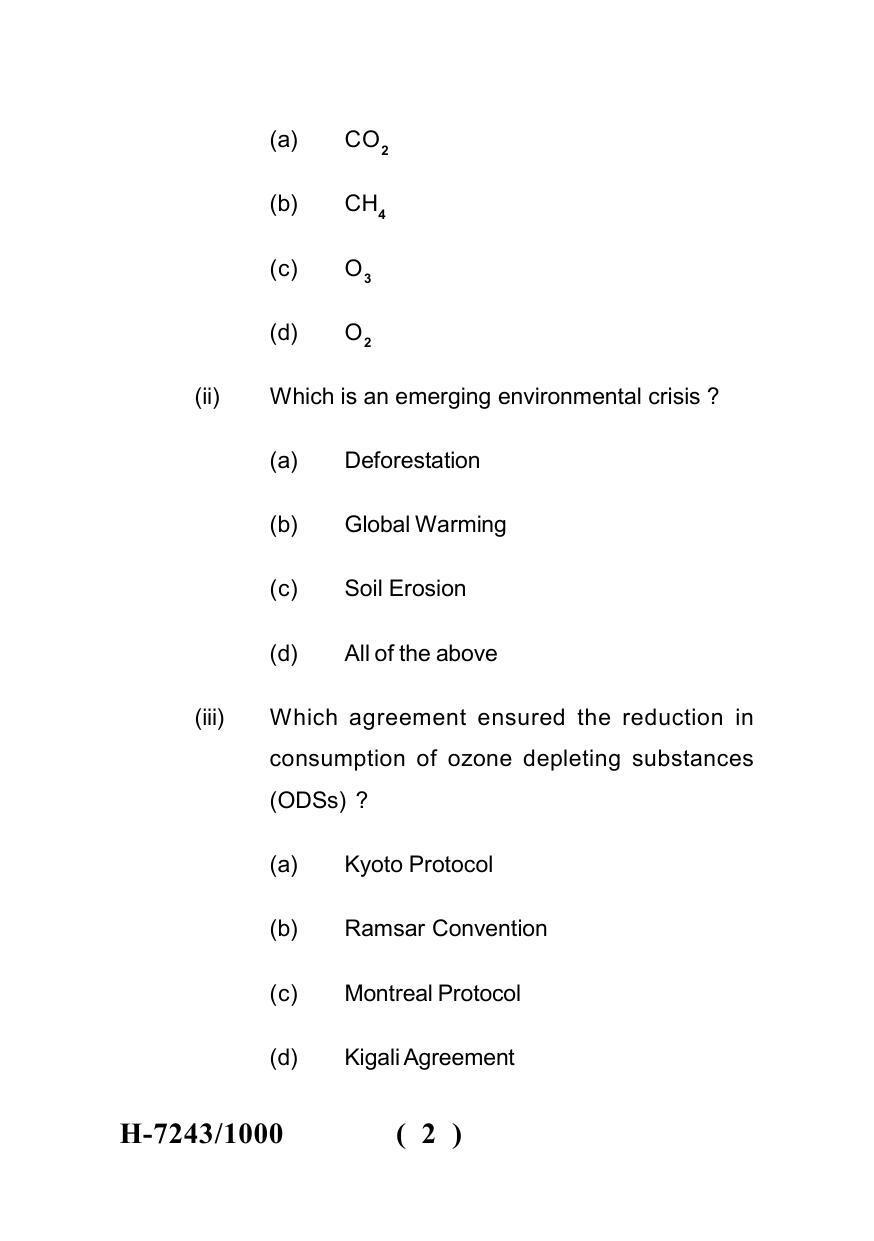 Sarguja University Question Paper July-2022 : M.Sc. In Environmental Science (Fourth sem.)Emeging Environmental Problems & Current Trends Paper 1 - Page 2