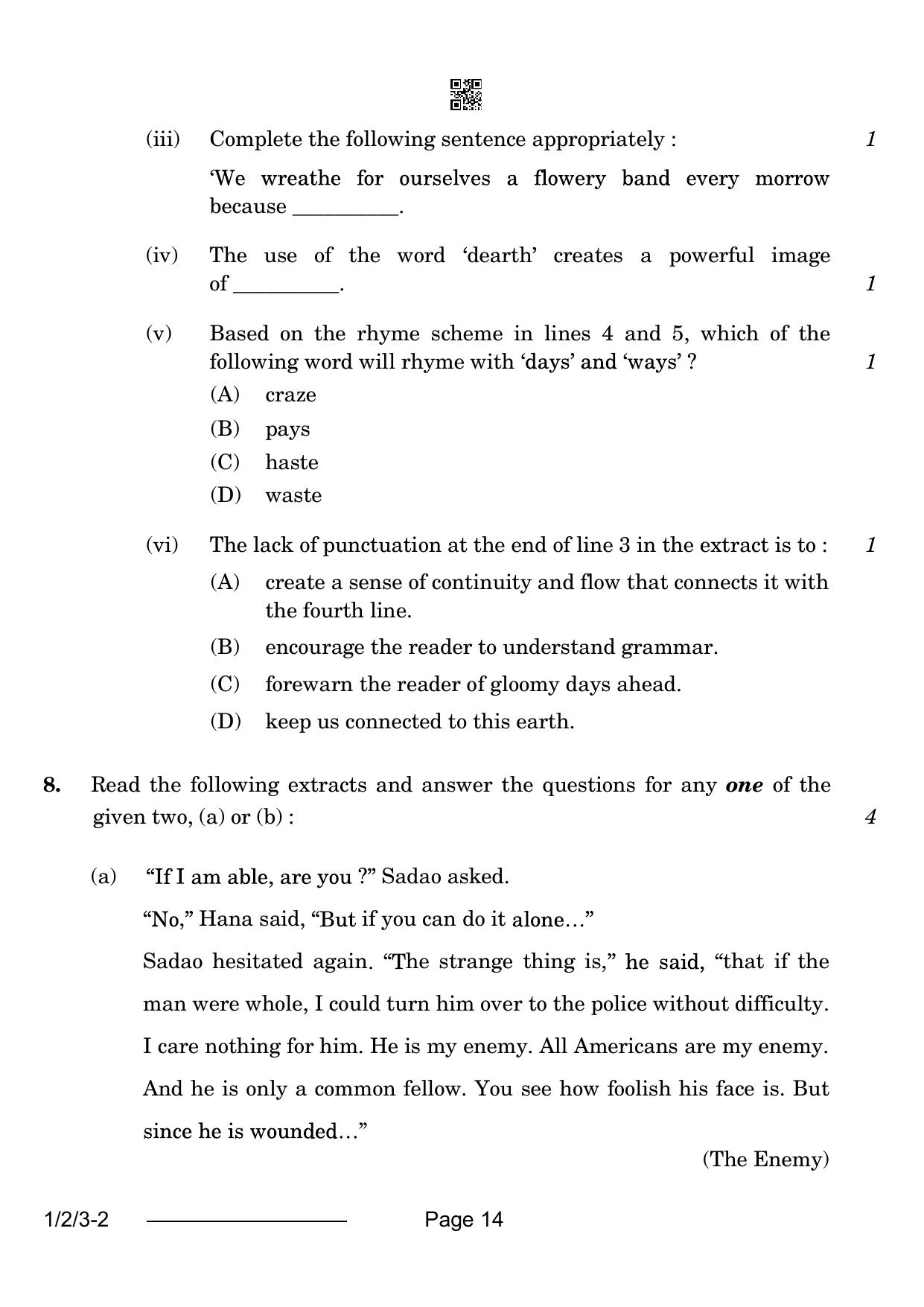 CBSE Class 12 1-2-3 English Core 2024 Question Paper - Page 14