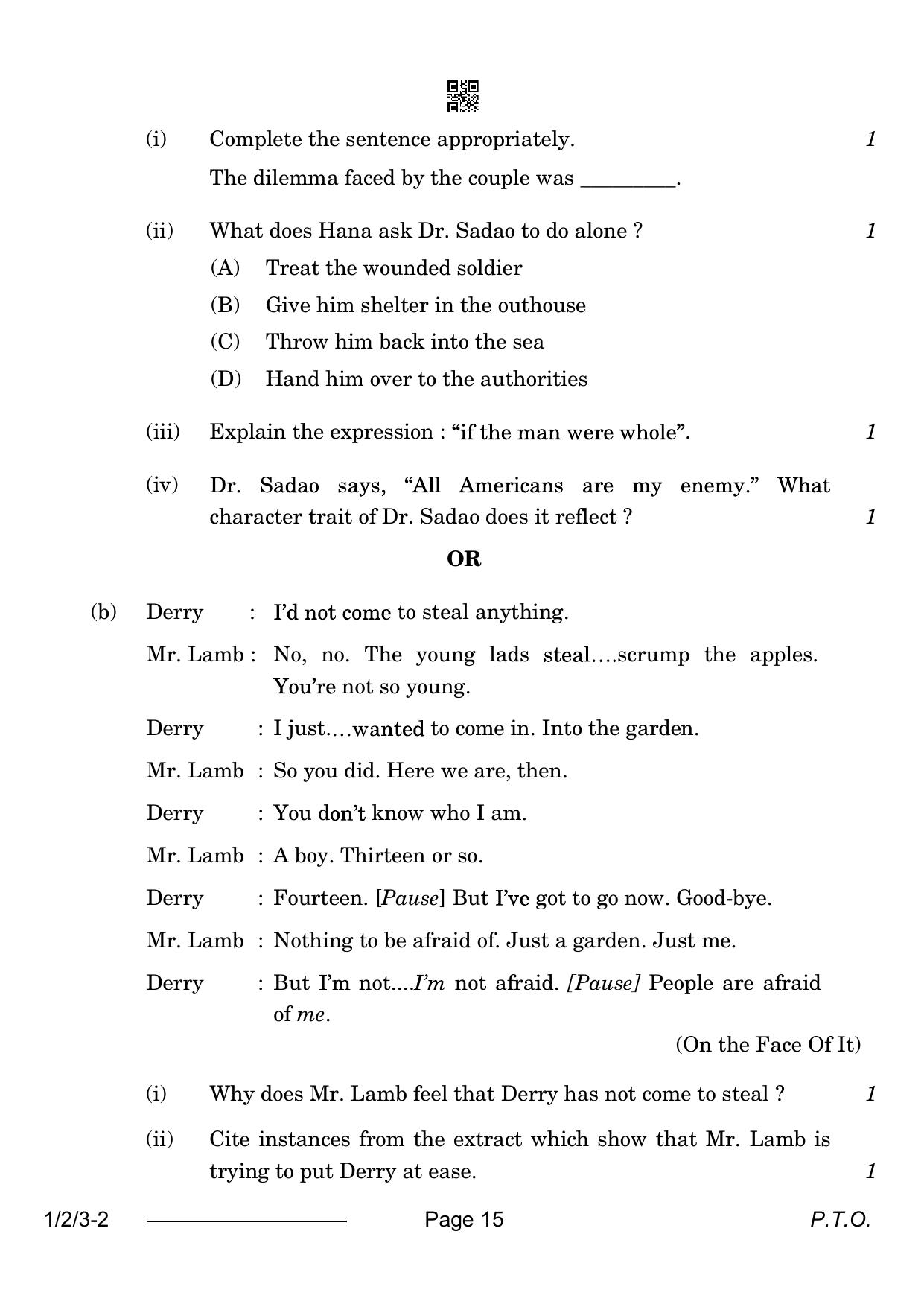 CBSE Class 12 1-2-3 English Core 2024 Question Paper - Page 15