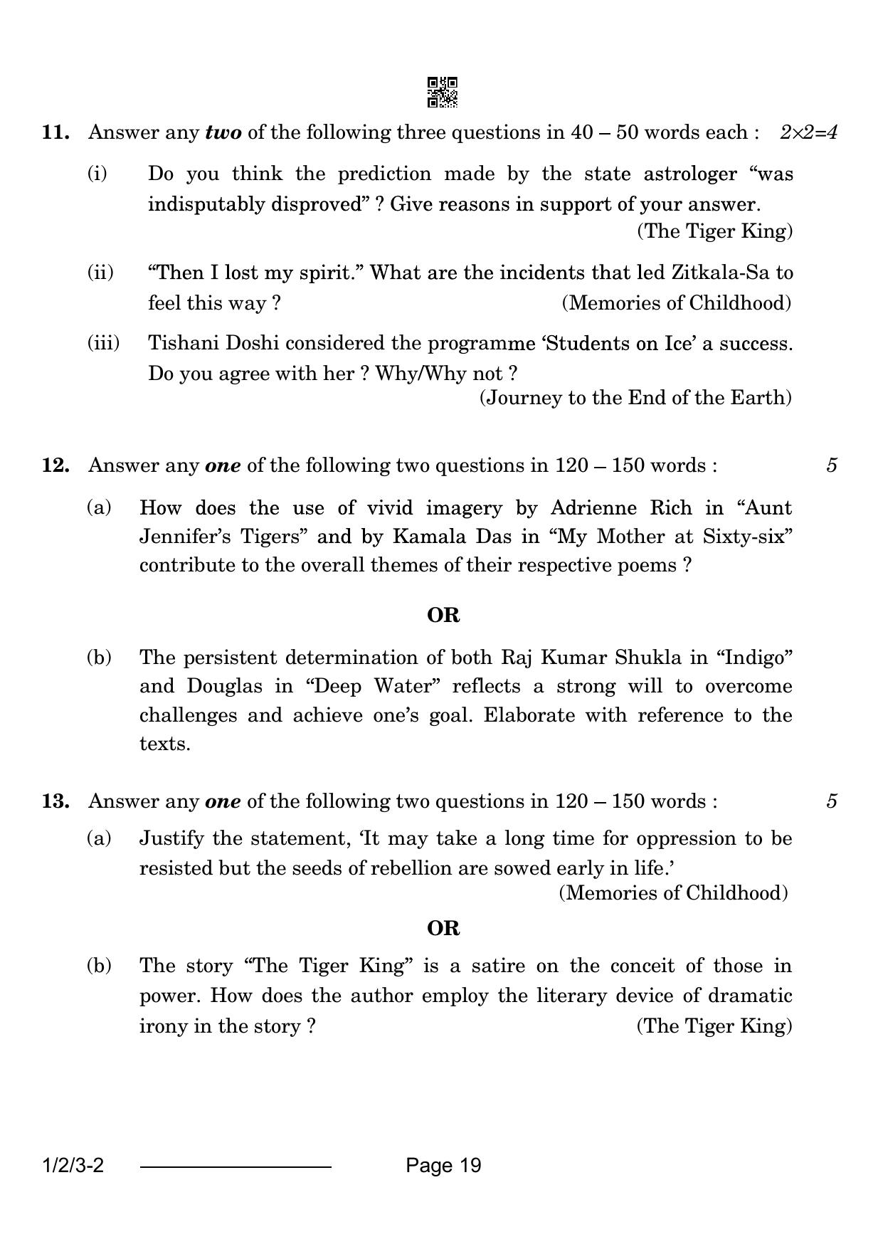 CBSE Class 12 1-2-3 English Core 2024 Question Paper - Page 19