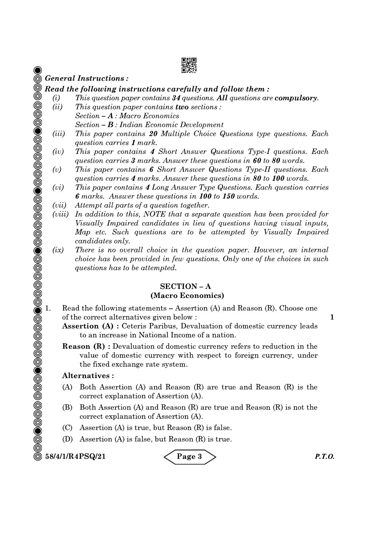 CBSE Class 12 58-4-1 Economics 2024 Question Paper - Page 3