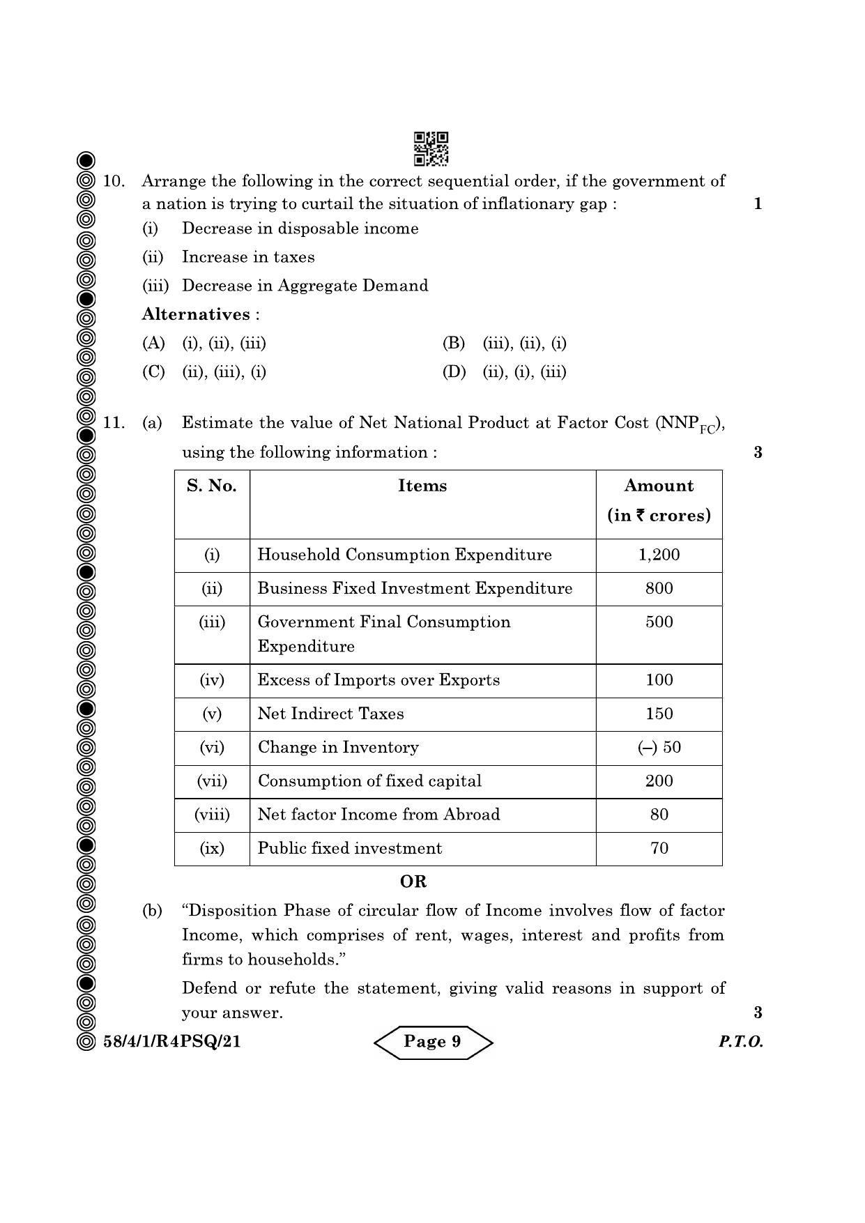 CBSE Class 12 58-4-1 Economics 2024 Question Paper - Page 9