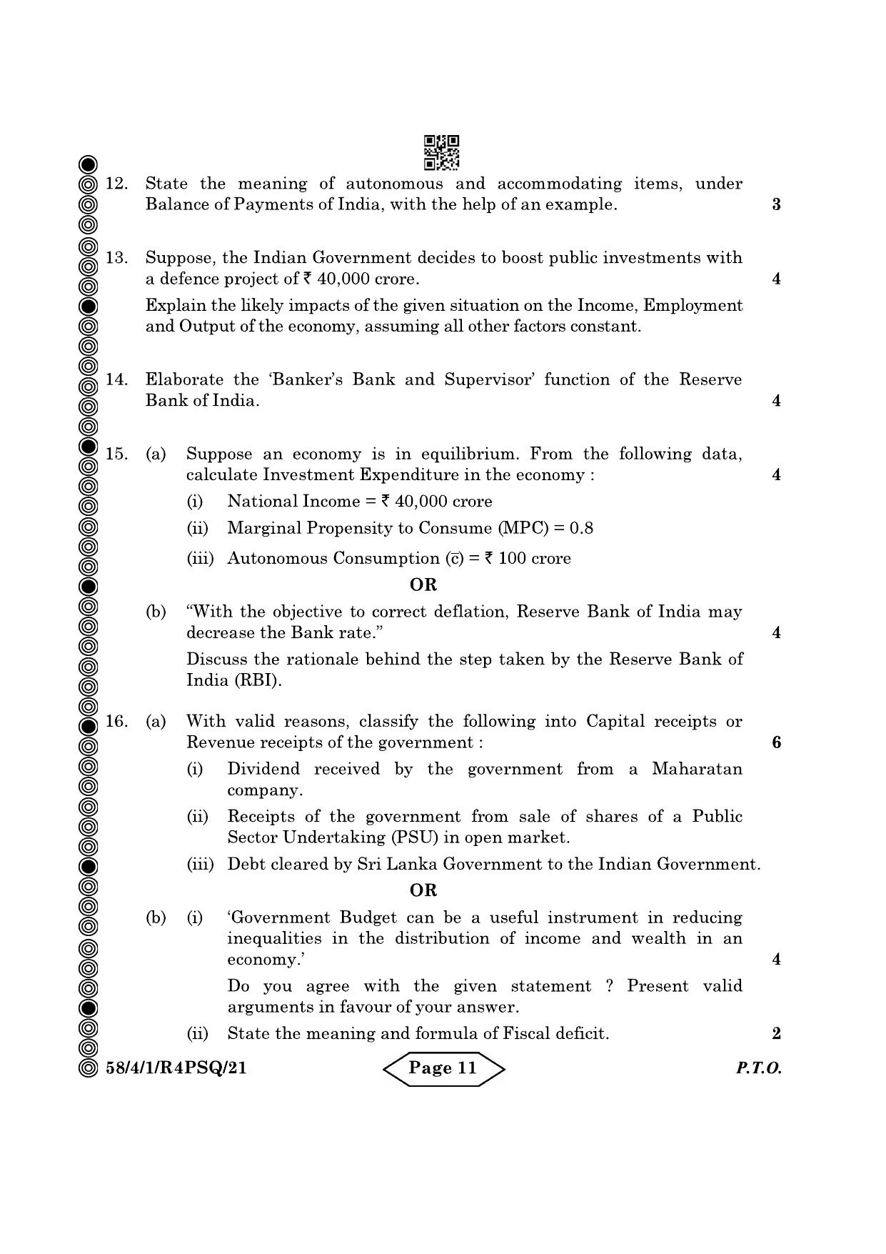 CBSE Class 12 58-4-1 Economics 2024 Question Paper - Page 11