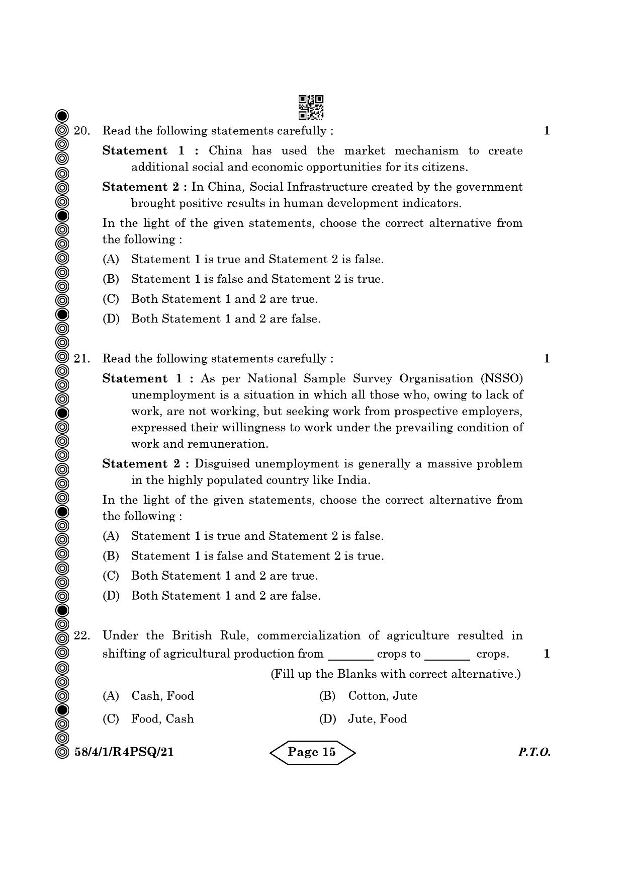 CBSE Class 12 58-4-1 Economics 2024 Question Paper - Page 15