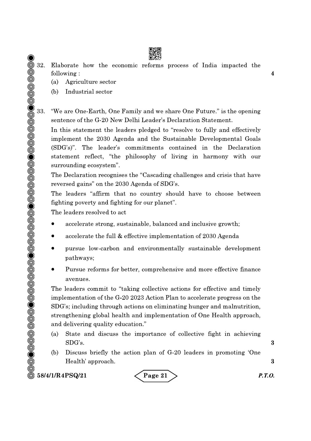CBSE Class 12 58-4-1 Economics 2024 Question Paper - Page 21