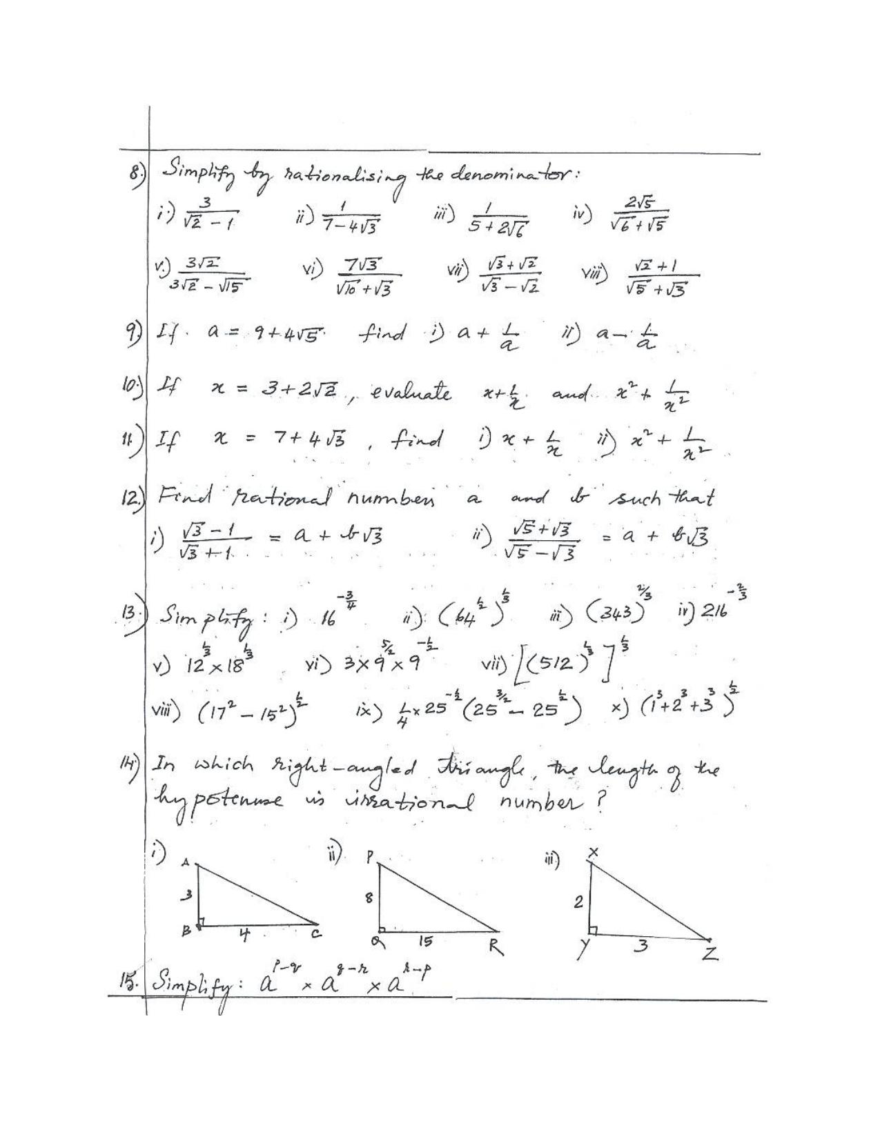 CBSE Worksheets for Class 9 Mathematics Number System Assignment 4 - Page 2