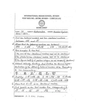 CBSE Worksheets for Class 9 Mathematics Number System Assignment 4