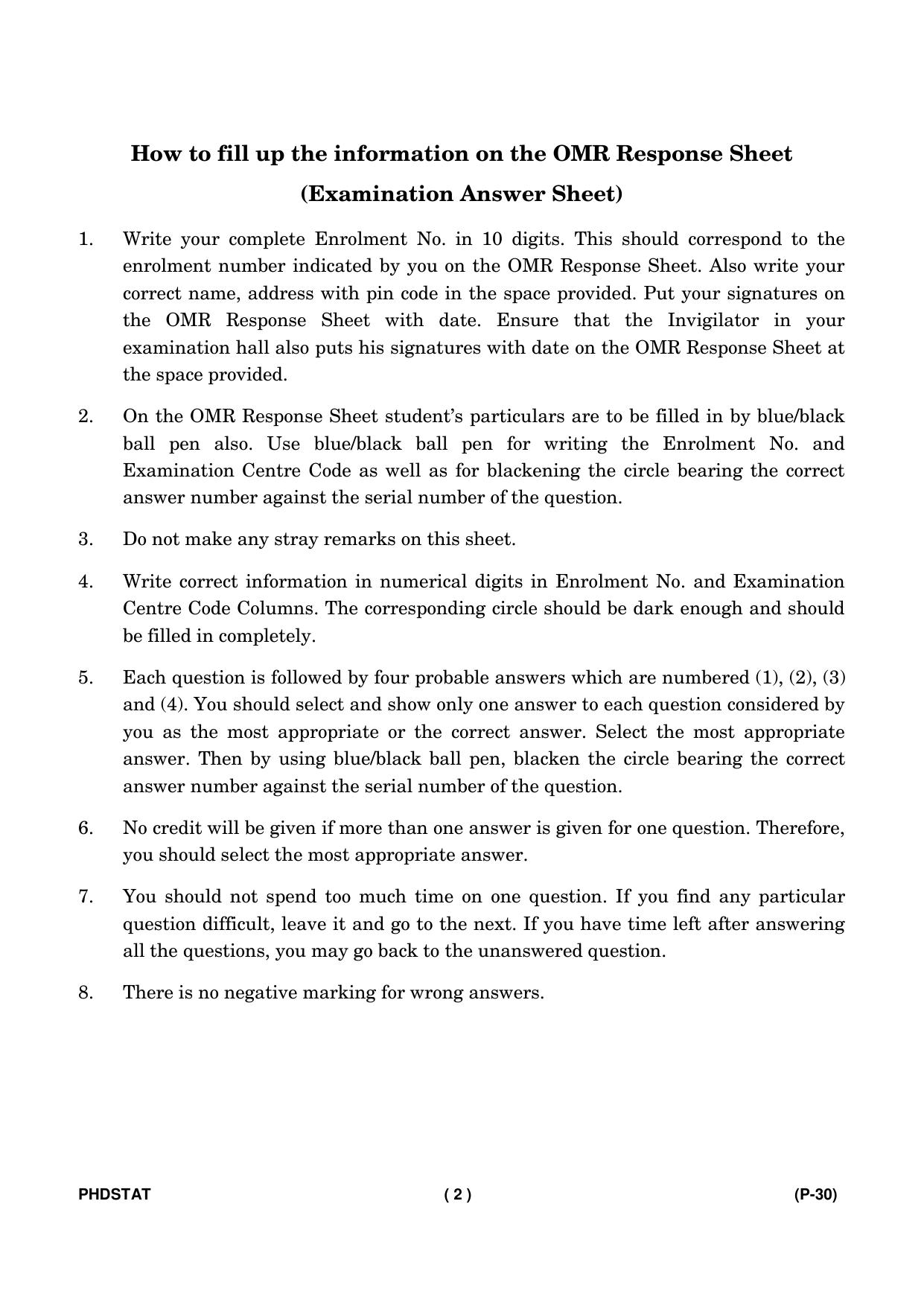 IGNOU PhD Entrance Test Ph. D. (Statistics) Entrance Test, July, 2023 Question Paper - Page 3