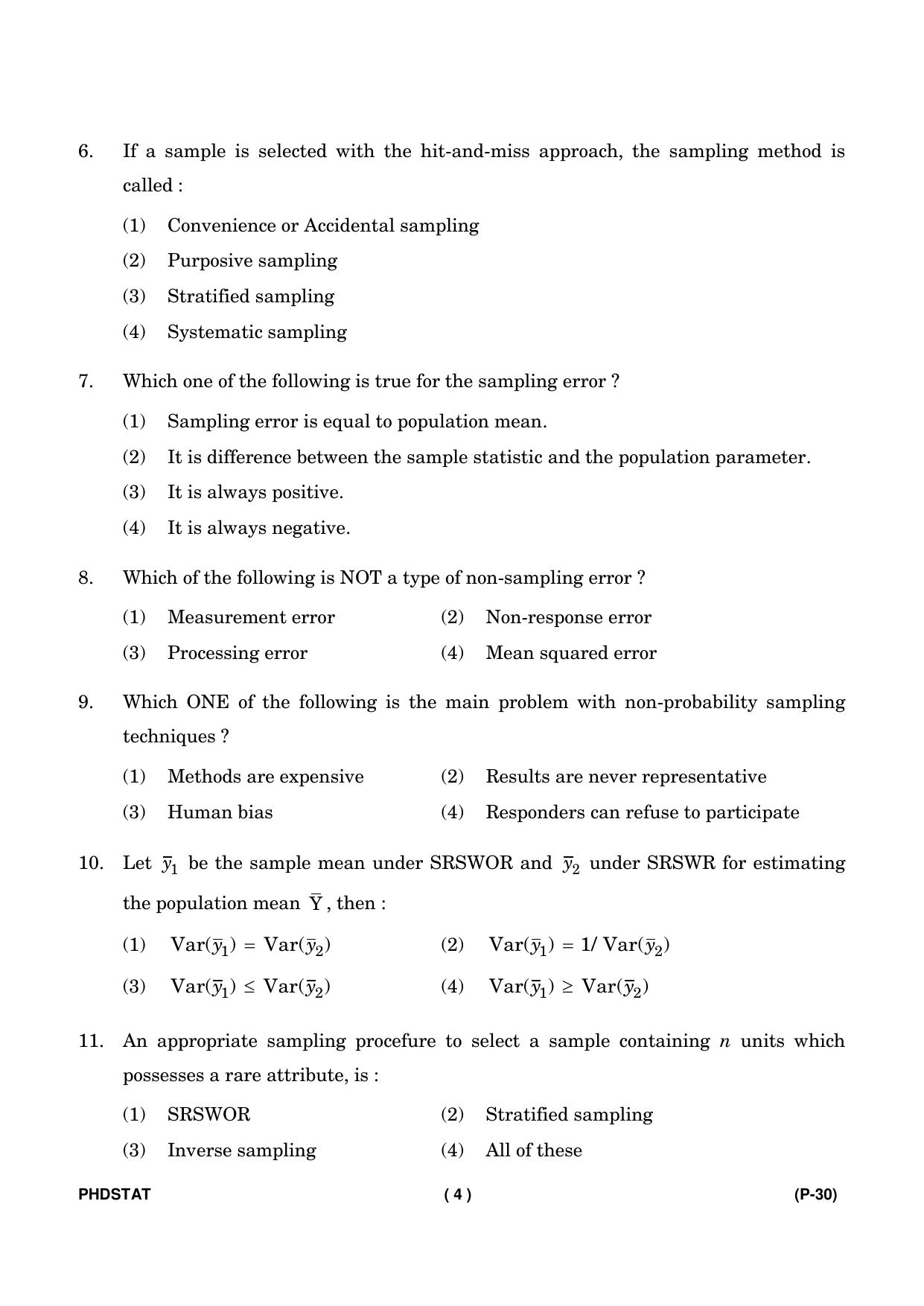IGNOU PhD Entrance Test Ph. D. (Statistics) Entrance Test, July, 2023 Question Paper - Page 5