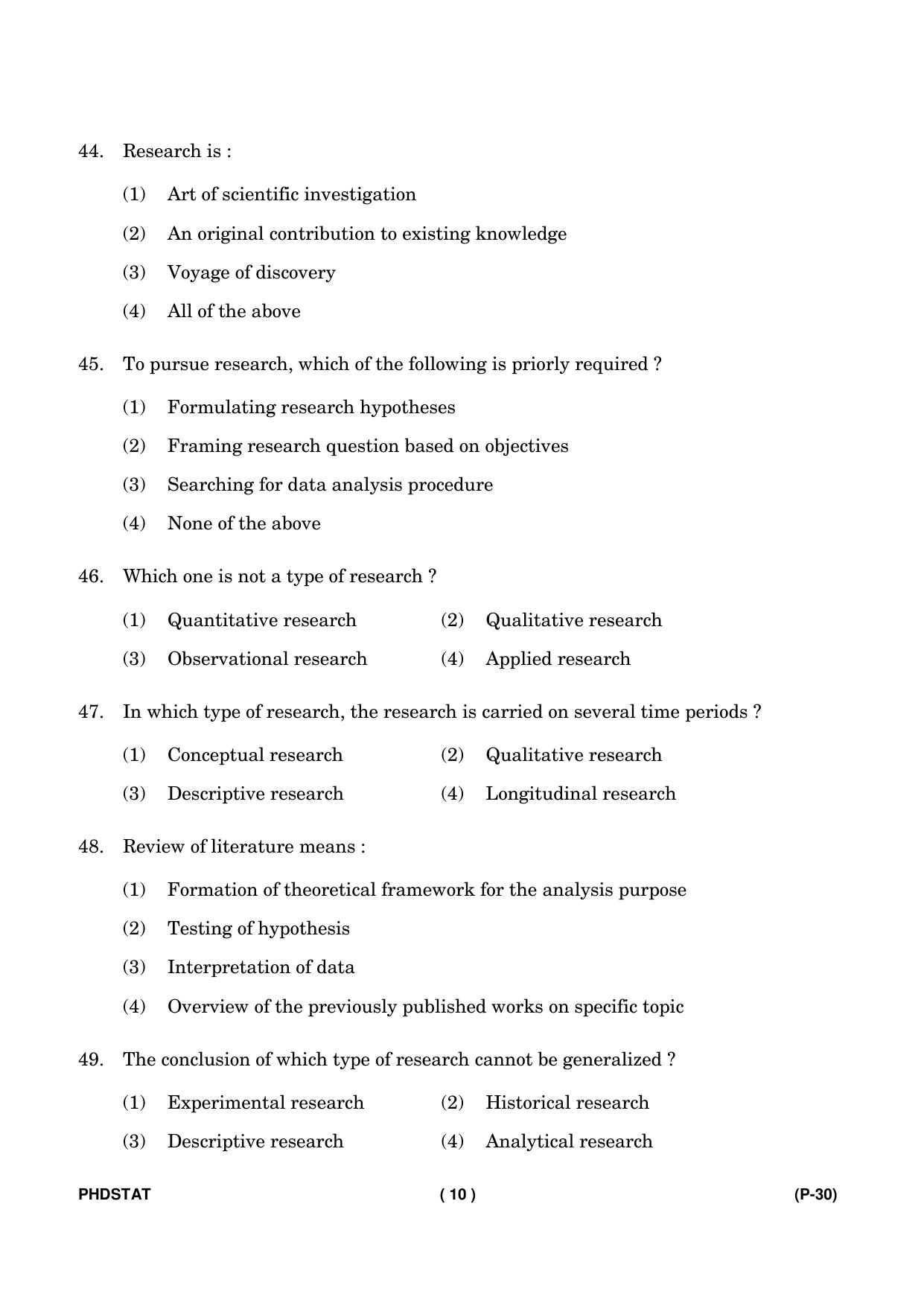IGNOU PhD Entrance Test Ph. D. (Statistics) Entrance Test, July, 2023 Question Paper - Page 11
