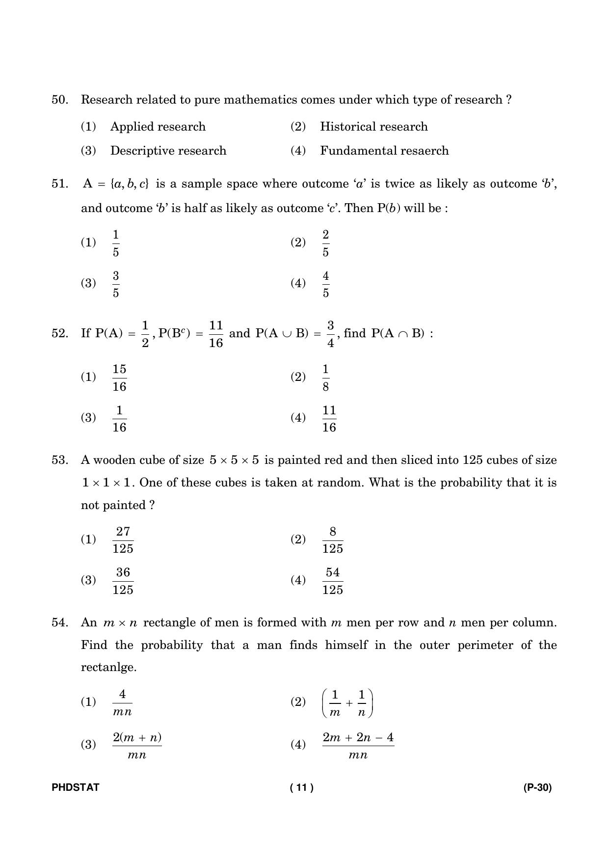 IGNOU PhD Entrance Test Ph. D. (Statistics) Entrance Test, July, 2023 Question Paper - Page 12
