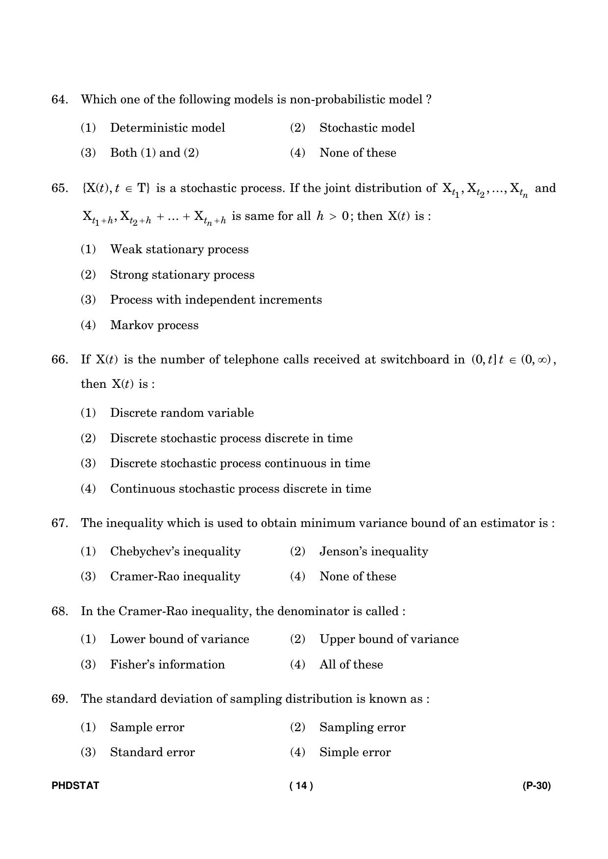 IGNOU PhD Entrance Test Ph. D. (Statistics) Entrance Test, July, 2023 Question Paper - Page 15