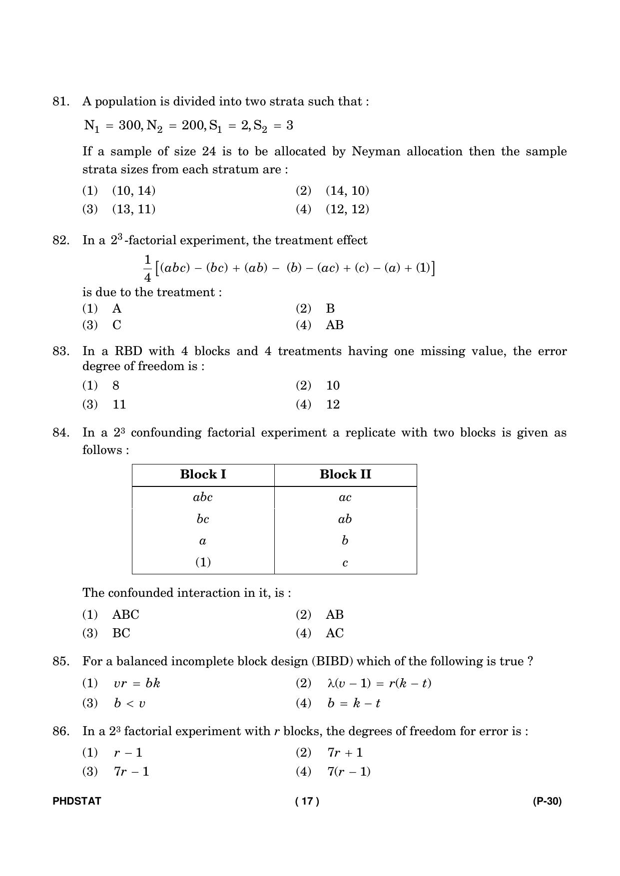 IGNOU PhD Entrance Test Ph. D. (Statistics) Entrance Test, July, 2023 Question Paper - Page 18