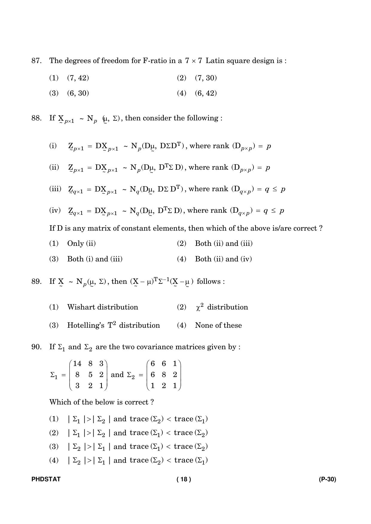 IGNOU PhD Entrance Test Ph. D. (Statistics) Entrance Test, July, 2023 Question Paper - Page 19