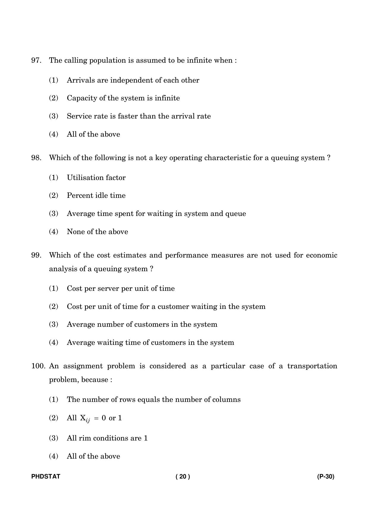 IGNOU PhD Entrance Test Ph. D. (Statistics) Entrance Test, July, 2023 Question Paper - Page 21