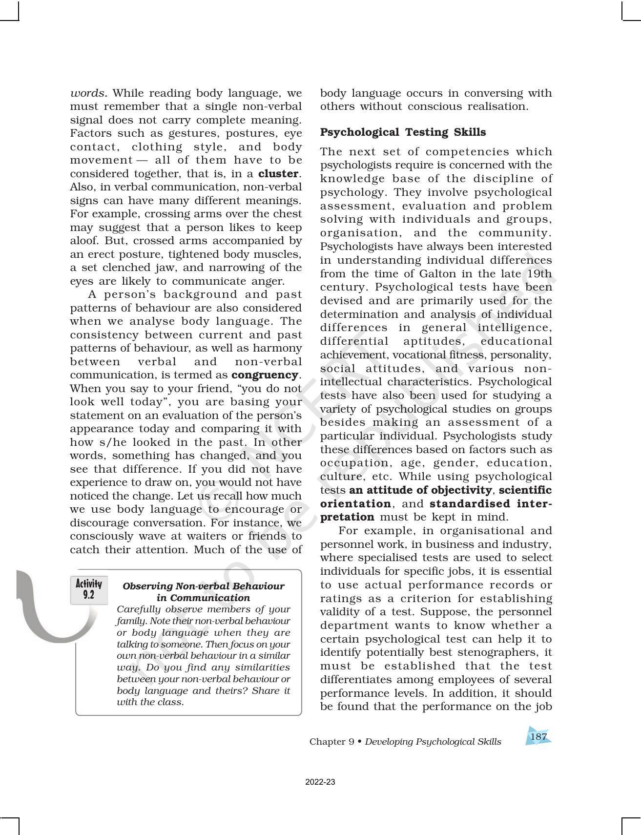 NCERT Book for Class 12 Psychology Chapter 9 Developing Psychological Skills - Page 11