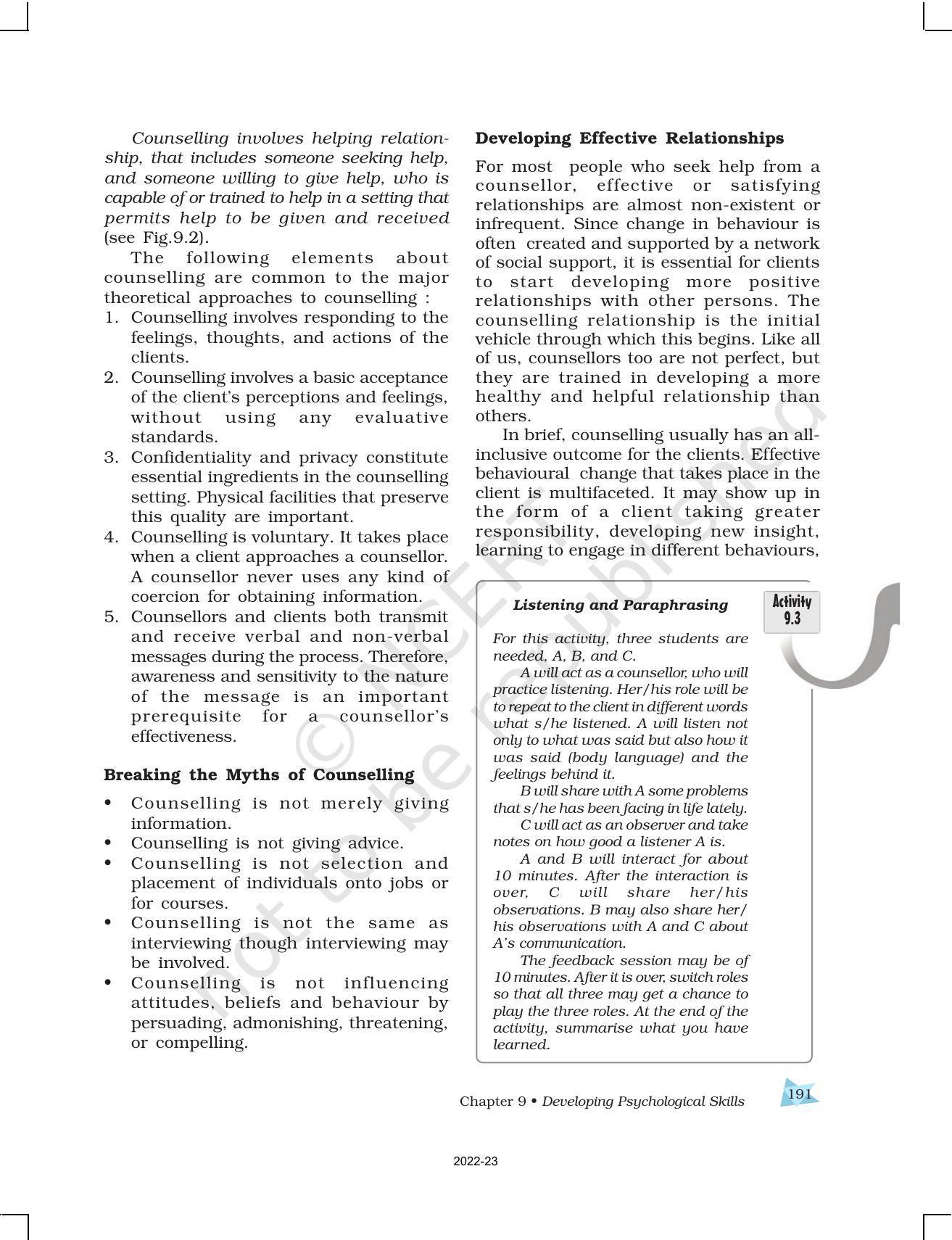 NCERT Book for Class 12 Psychology Chapter 9 Developing Psychological Skills - Page 15