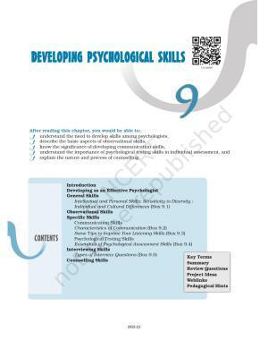 NCERT Book for Class 12 Psychology Chapter 9 Developing Psychological Skills