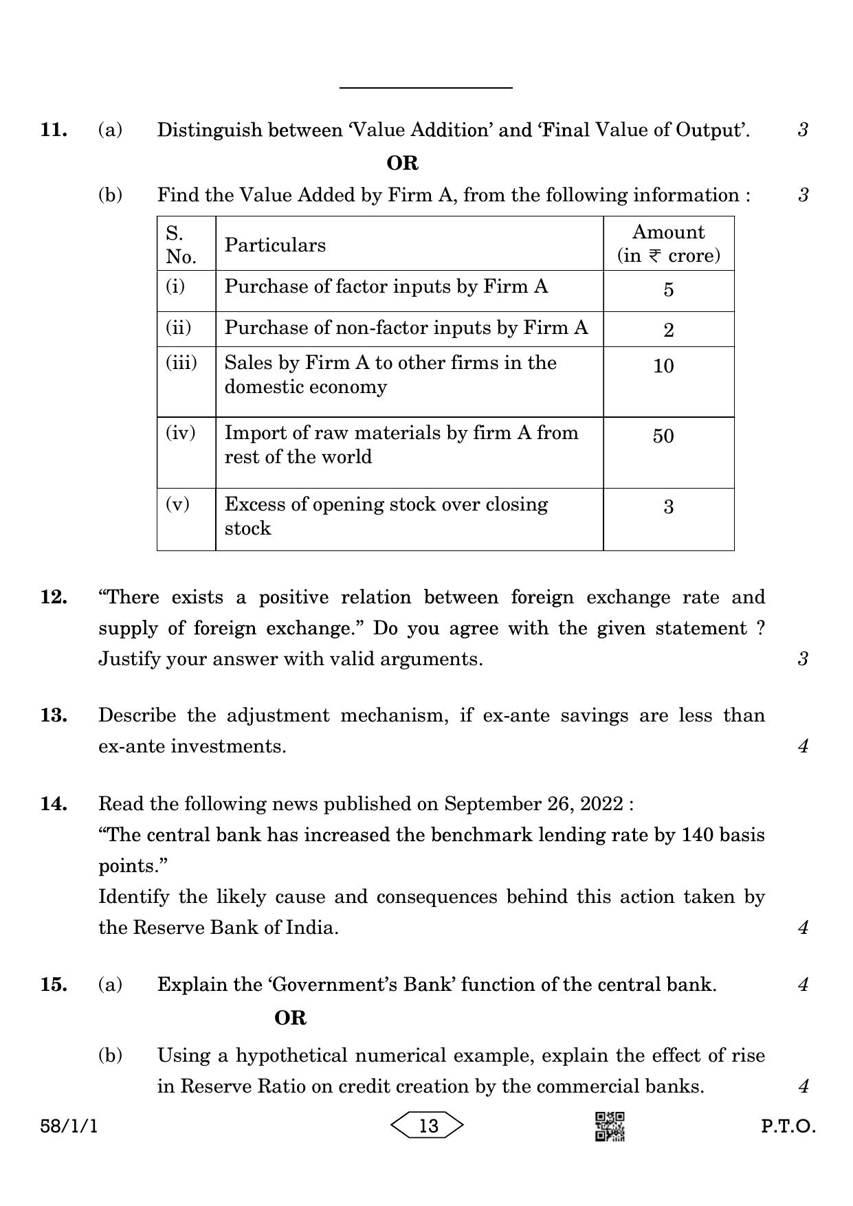 CBSE Class 12 58-1-1 Economics 2023 Question Paper - Page 13