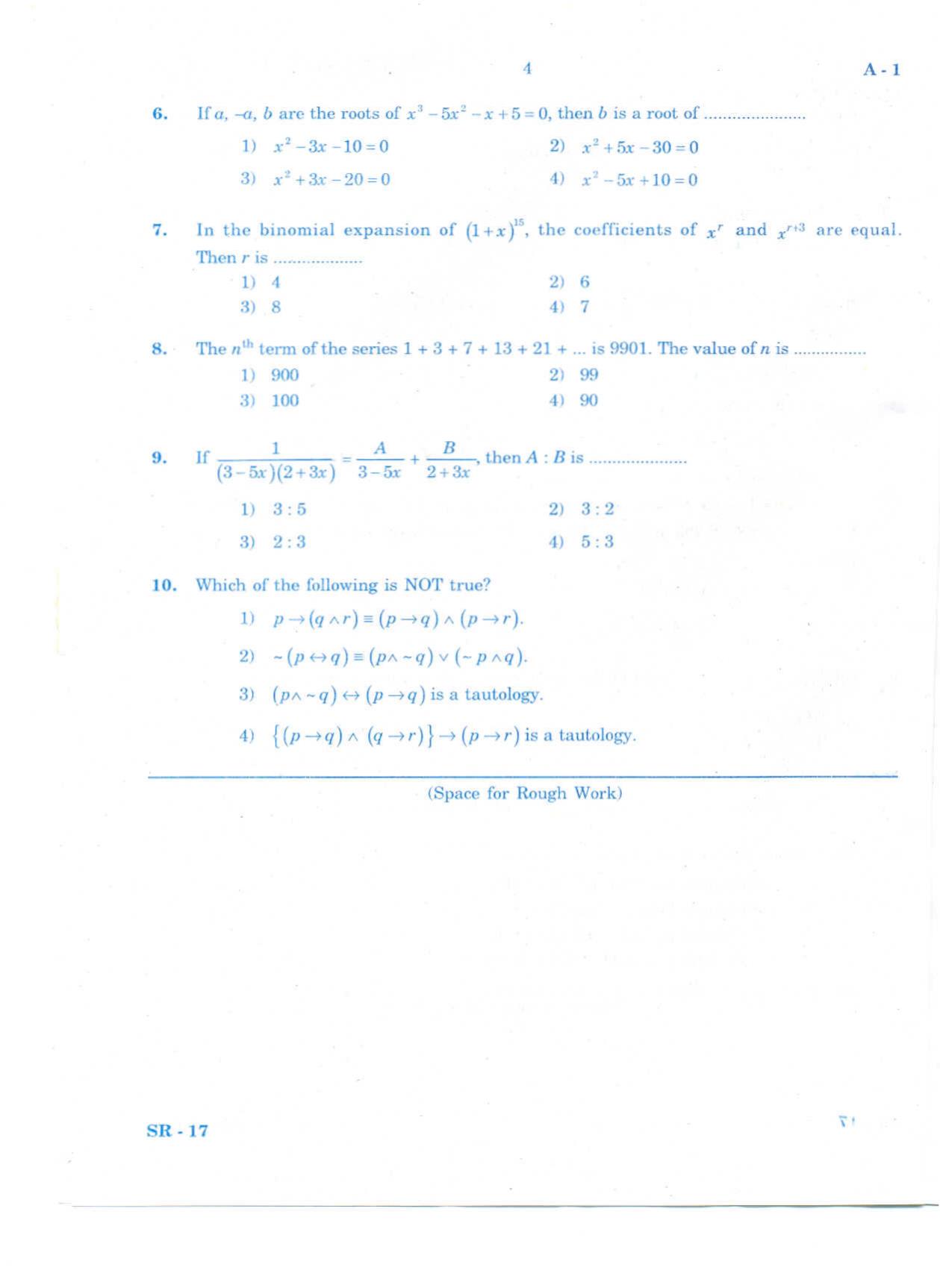 KCET Mathematics 2010 Question Papers - Page 3