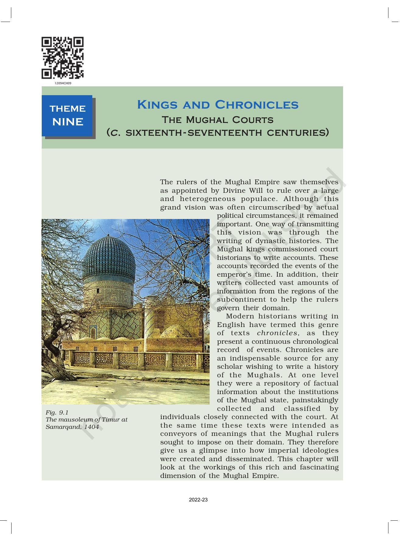 NCERT Book for Class 12 History (Part-II) Chapter 9 Kings and Chronicles - Page 1