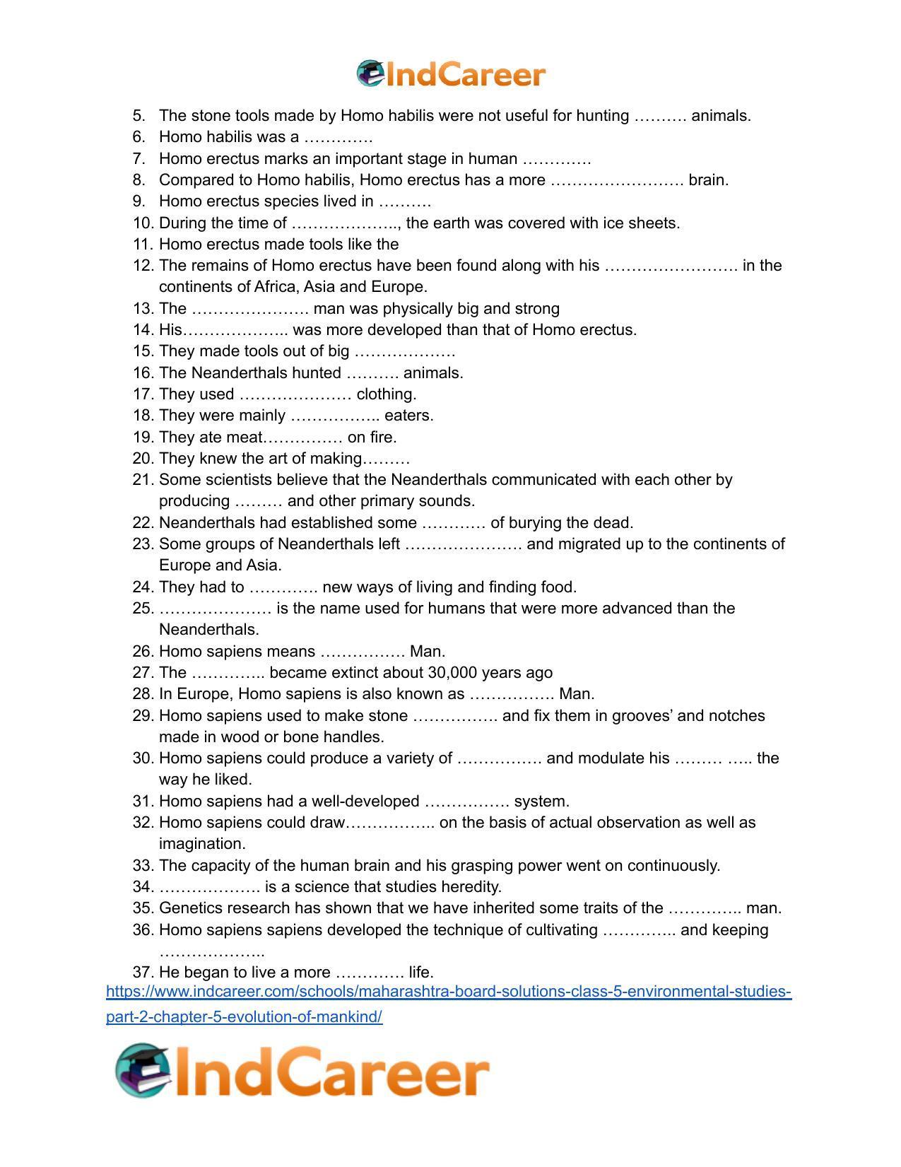 Maharashtra Board Solutions Class 5-Environmental Studies (Part 2): Chapter 5- Evolution of Mankind - Page 5