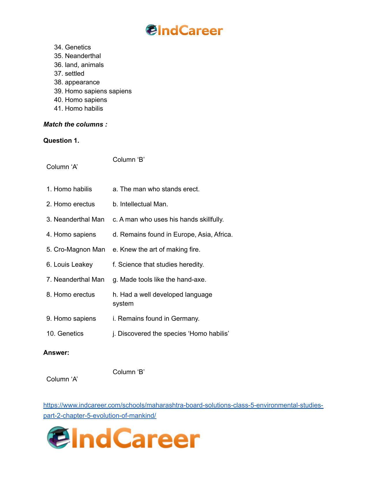 Maharashtra Board Solutions Class 5-Environmental Studies (Part 2): Chapter 5- Evolution of Mankind - Page 7